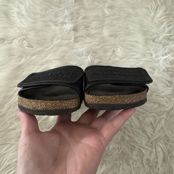 Birkenstock Sandals Womens 38 Black Adjustable Tema Slides Slip On Shoes Narrow - Picture 6 of 8
